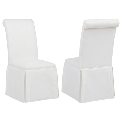  Coaster Furniture Shawna 193912WHT Set of 2 Upholstered Skirted Side Chair - White IMAGE 1