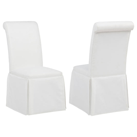  Coaster Furniture Shawna 193912WHT Set of 2 Upholstered Skirted Side Chair - White IMAGE 1
