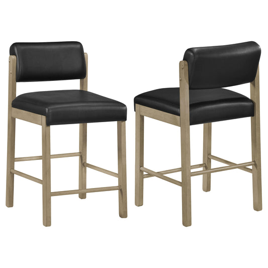  Coaster Furniture Kehoe 193929NAT Set of 2 Upholstered Counter Height Chair - Black/Natural Oak IMAGE 1
