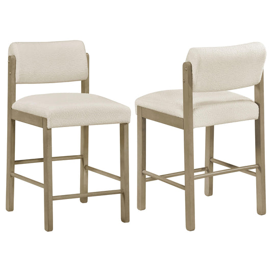  Coaster Furniture Kehoe 193939NAT Set of 2 Upholstered Counter Height Chair - Cream/Natural Oak IMAGE 1