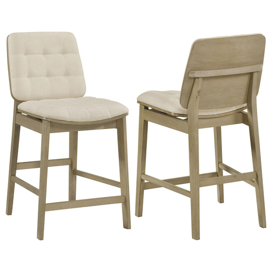  Coaster Furniture Redbridge 193959NAT Set of 2 Velvet Upholstered Counter Chair - Cream/Natural Oak IMAGE 1