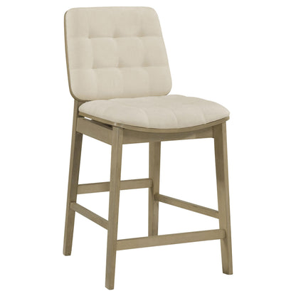  Coaster Furniture Redbridge 193959NAT Set of 2 Velvet Upholstered Counter Chair - Cream/Natural Oak IMAGE 4