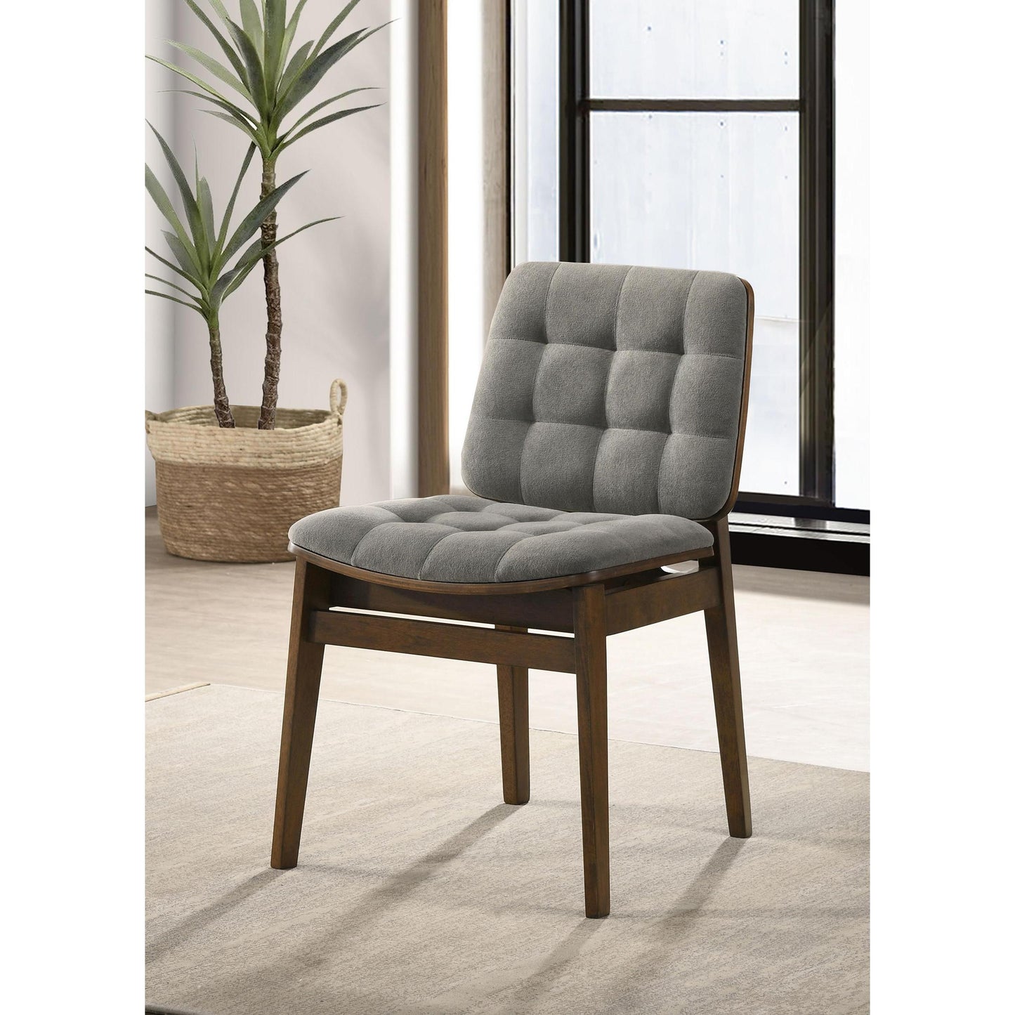  Coaster Furniture Redbridge 193962WAL Set of 2 Velvet Upholstered Side Chair - Grey/Walnut IMAGE 2