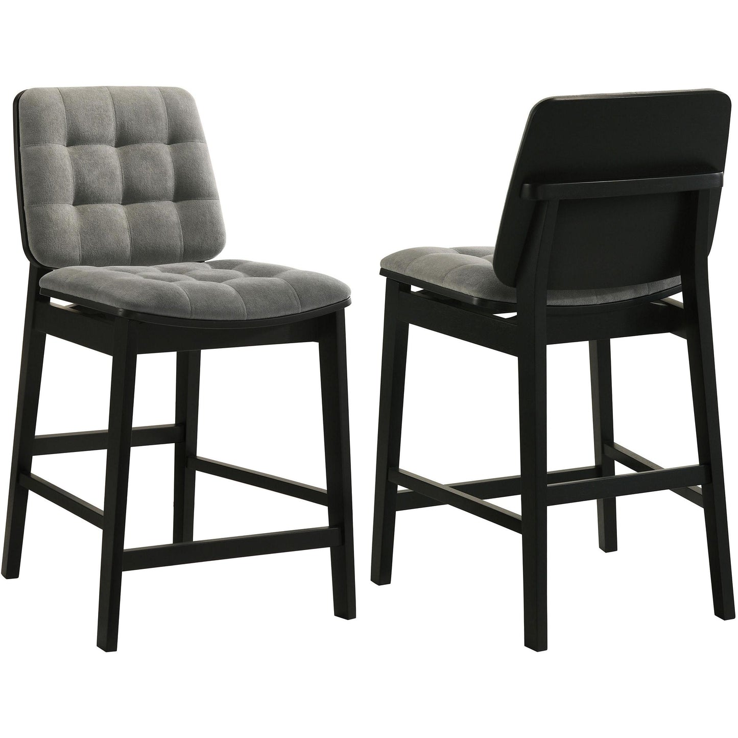  Coaster Furniture Redbridge 193969BLK Set of 2 Velvet Upholstered Counter Chair - Grey/Black IMAGE 1