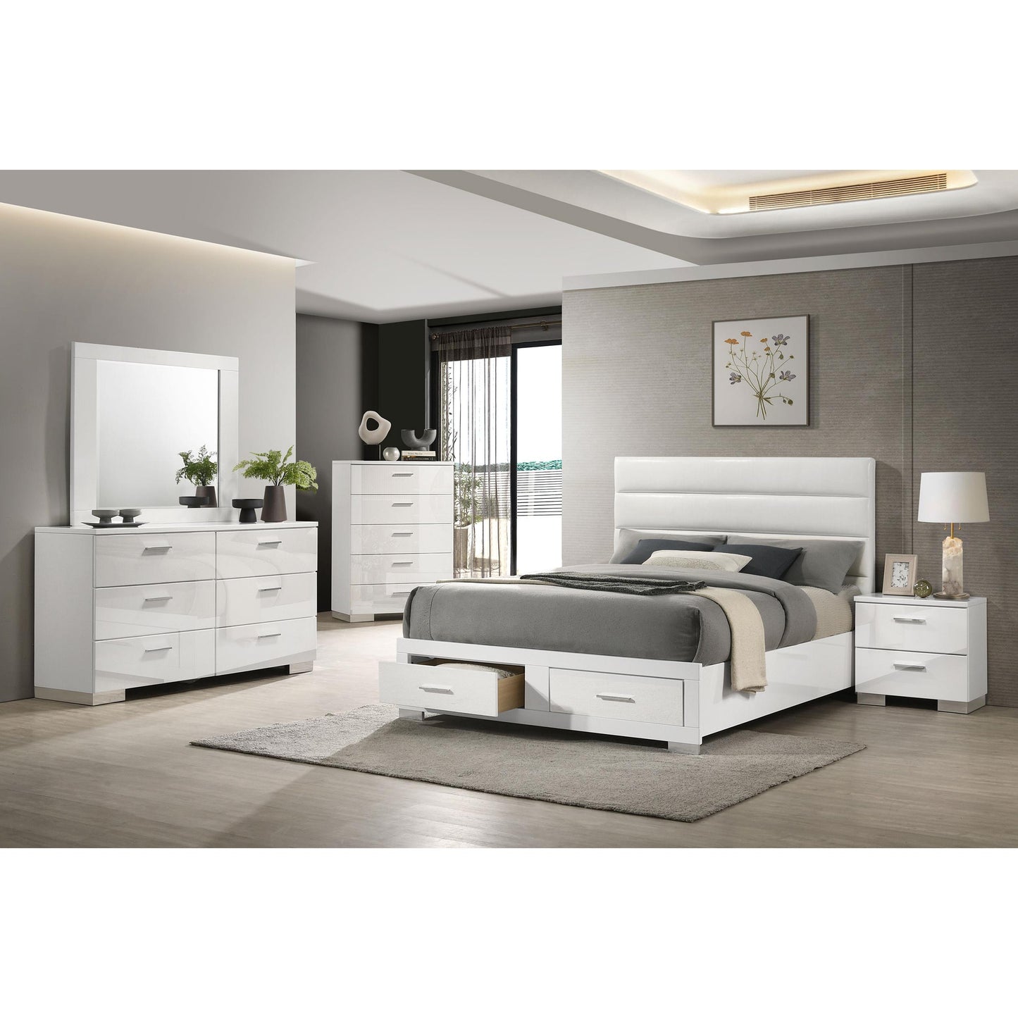  Coaster Furniture Felicity 203510Q Queen Storage Bed - White High Gloss IMAGE 10