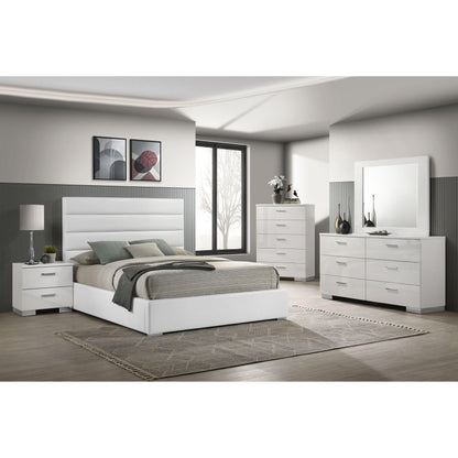  Coaster Furniture Felicity 203511KE 53-inch Upholstered Eastern King Platform Bed - White IMAGE 10