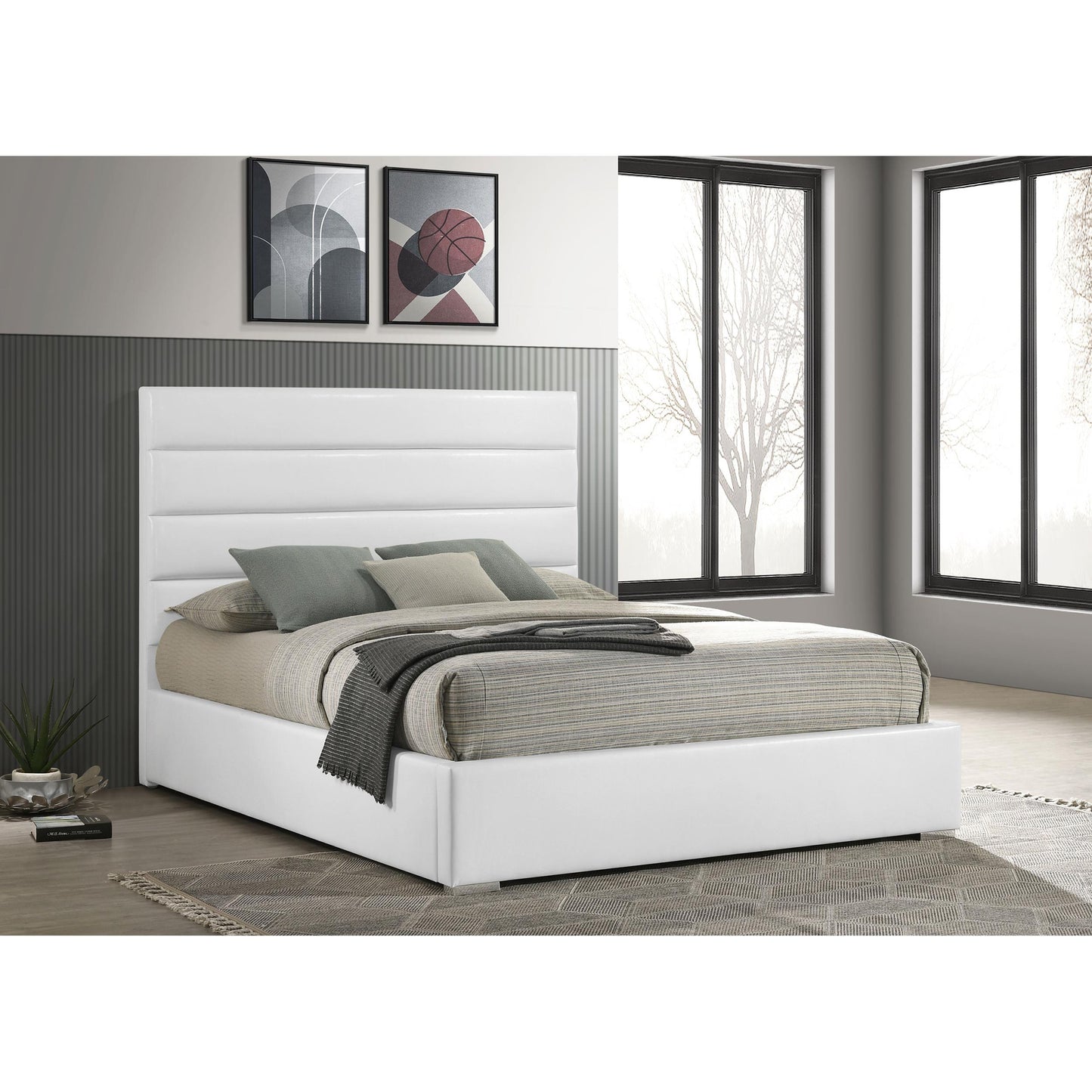  Coaster Furniture Felicity 203511KE 53-inch Upholstered Eastern King Platform Bed - White IMAGE 4