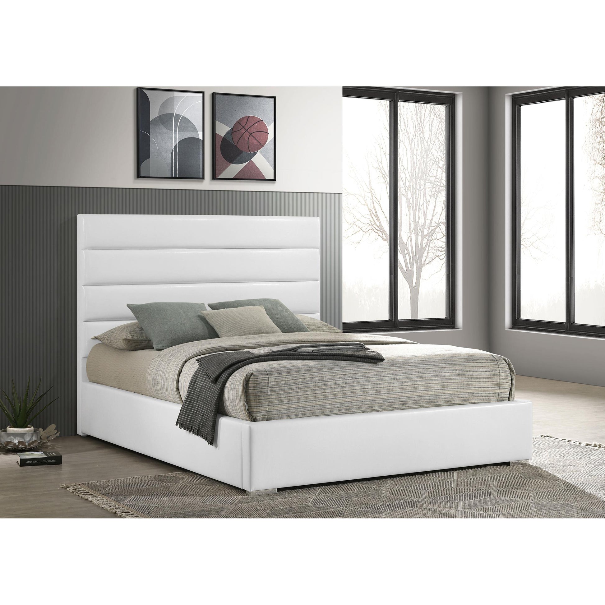  Coaster Furniture Felicity 203511KE 53-inch Upholstered Eastern King Platform Bed - White IMAGE 4