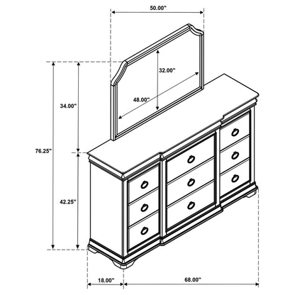  Coaster Furniture Garland 205303M 9-drawer Bedroom Dresser with Mirror - Brown Cherry IMAGE 16