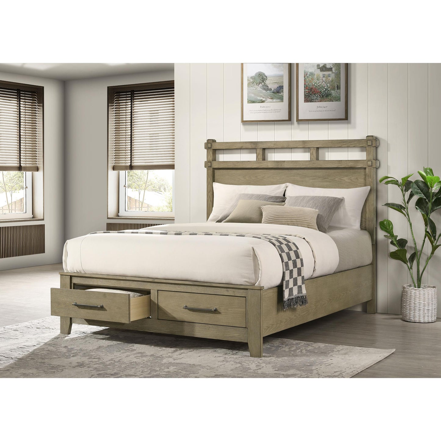  Coaster Furniture Hazlewood 207530Q 59-inch Queen Panel Storage Bed - Vineyard Oak IMAGE 4