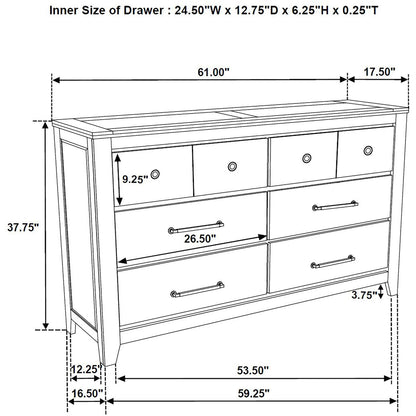  Coaster Furniture Hazlewood 207533 6-drawer Bedroom Dresser Cabinet - Vineyard Oak IMAGE 13
