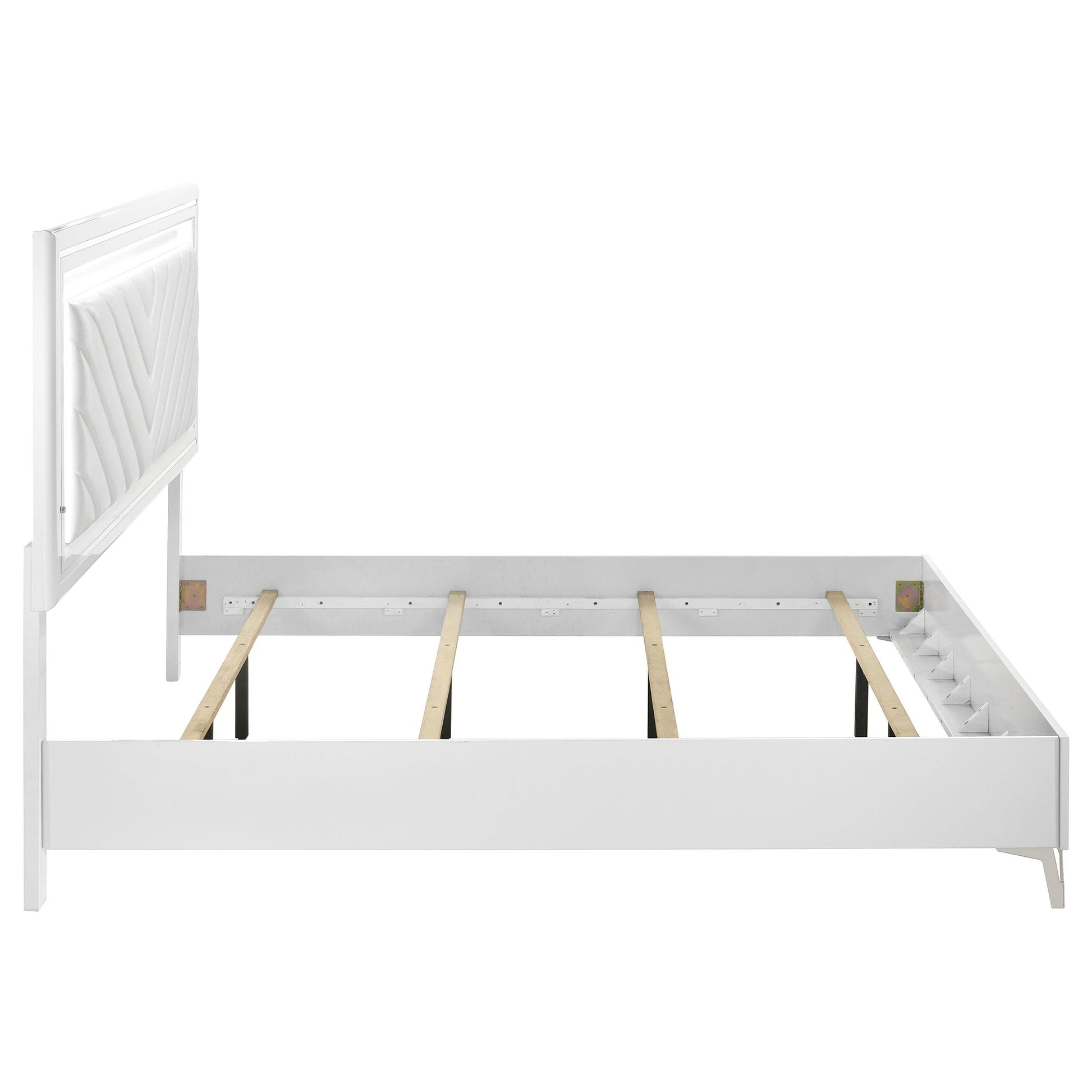  Coaster Furniture Cassia 215791KE Eastern King LED Panel Bed - White High Gloss IMAGE 3