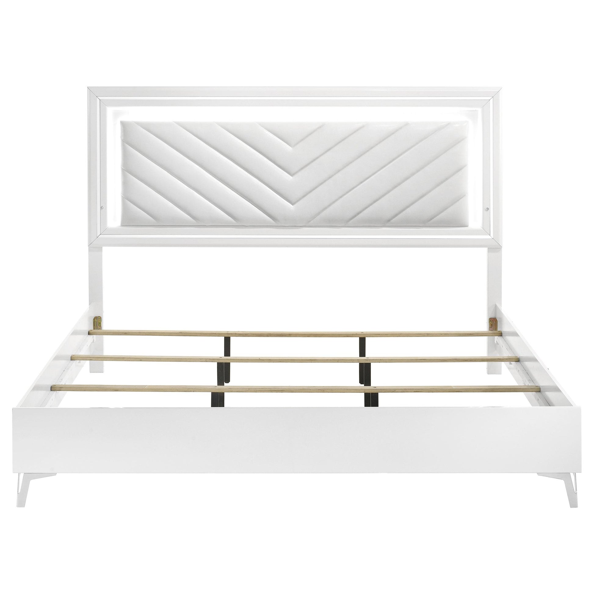  Coaster Furniture Cassia 215791KE Eastern King LED Panel Bed - White High Gloss IMAGE 8