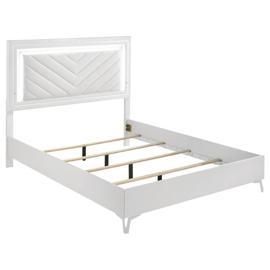  Coaster Furniture Cassia 215791Q Queen LED Panel Bed - White High Gloss IMAGE 1