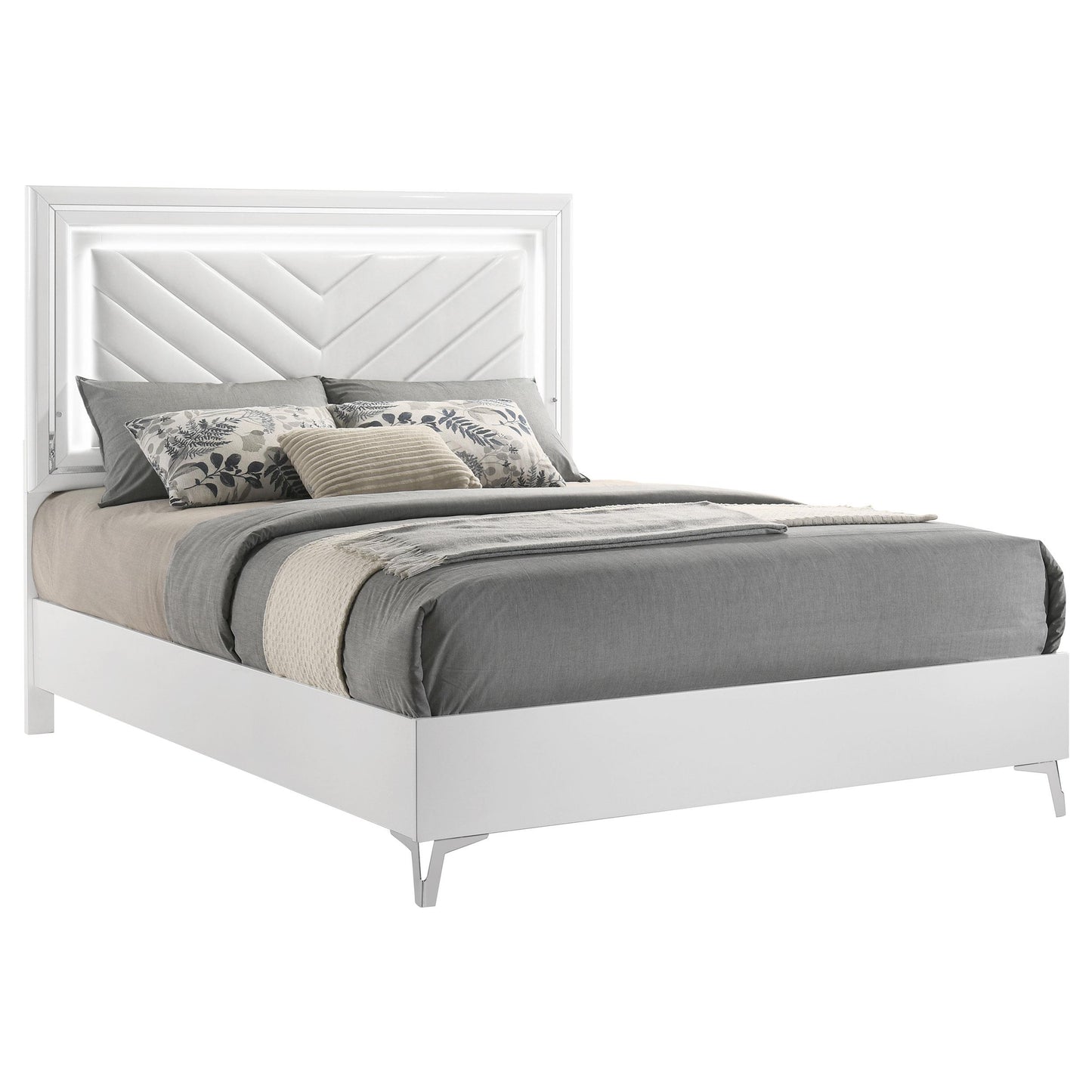  Coaster Furniture Cassia 215791Q Queen LED Panel Bed - White High Gloss IMAGE 8