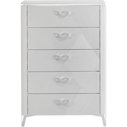  Coaster Furniture Cassia 215795 5-drawer Bedroom Chest - White High Gloss IMAGE 3
