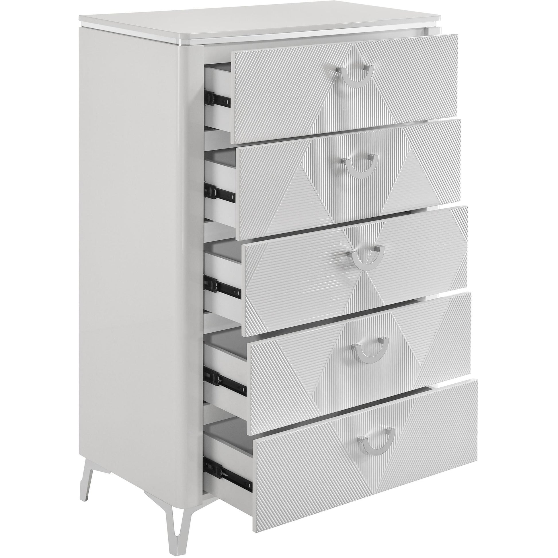  Coaster Furniture Cassia 215795 5-drawer Bedroom Chest - White High Gloss IMAGE 7
