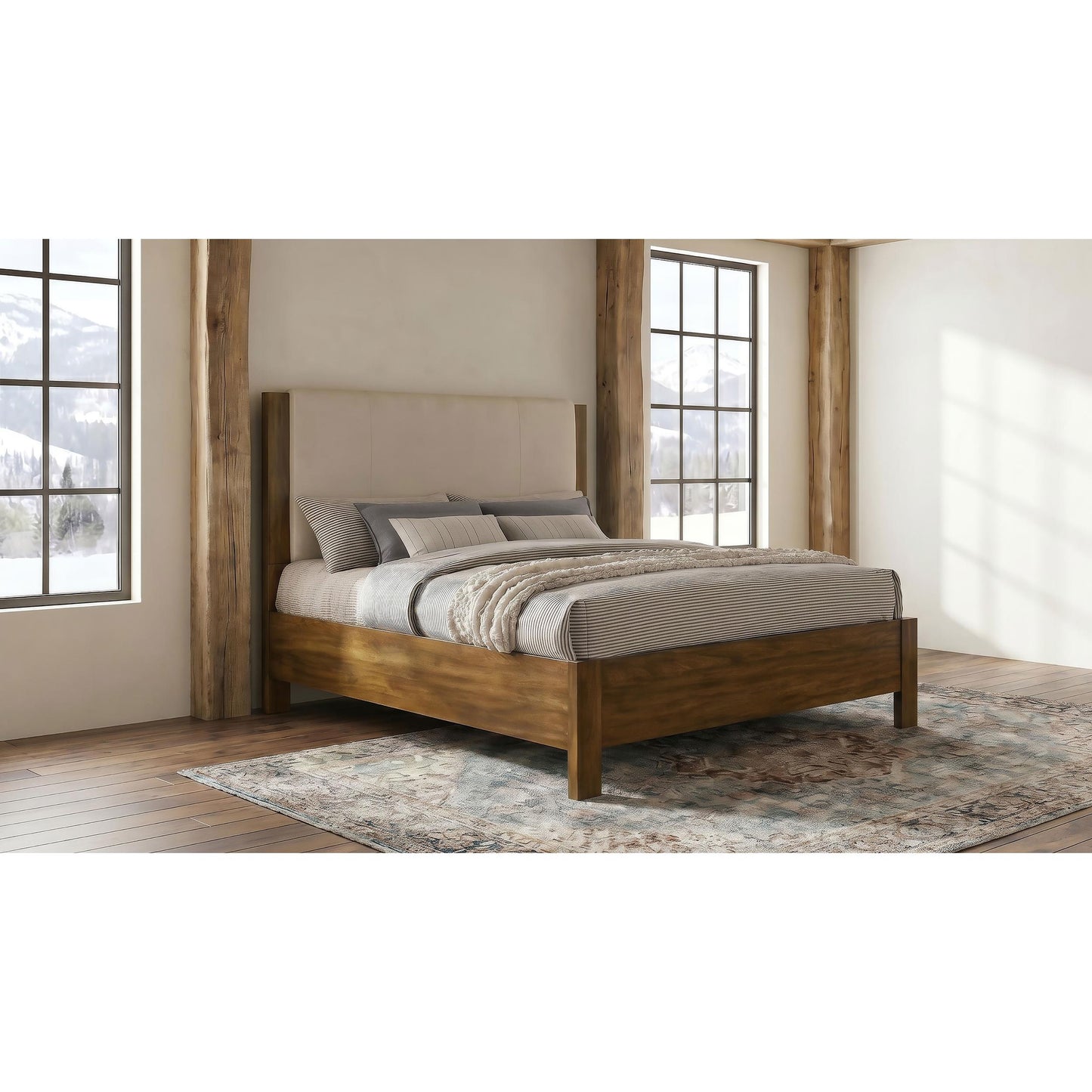  Coaster Furniture Adderley 215851Q Queen Wood Panel Bed   - Cream/Warm Brown IMAGE 2