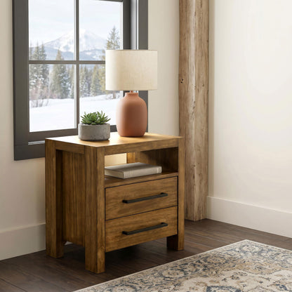  Coaster Furniture Adderley 215852 2-drawer Nightstand Bedside Table - Warm Brown IMAGE 2