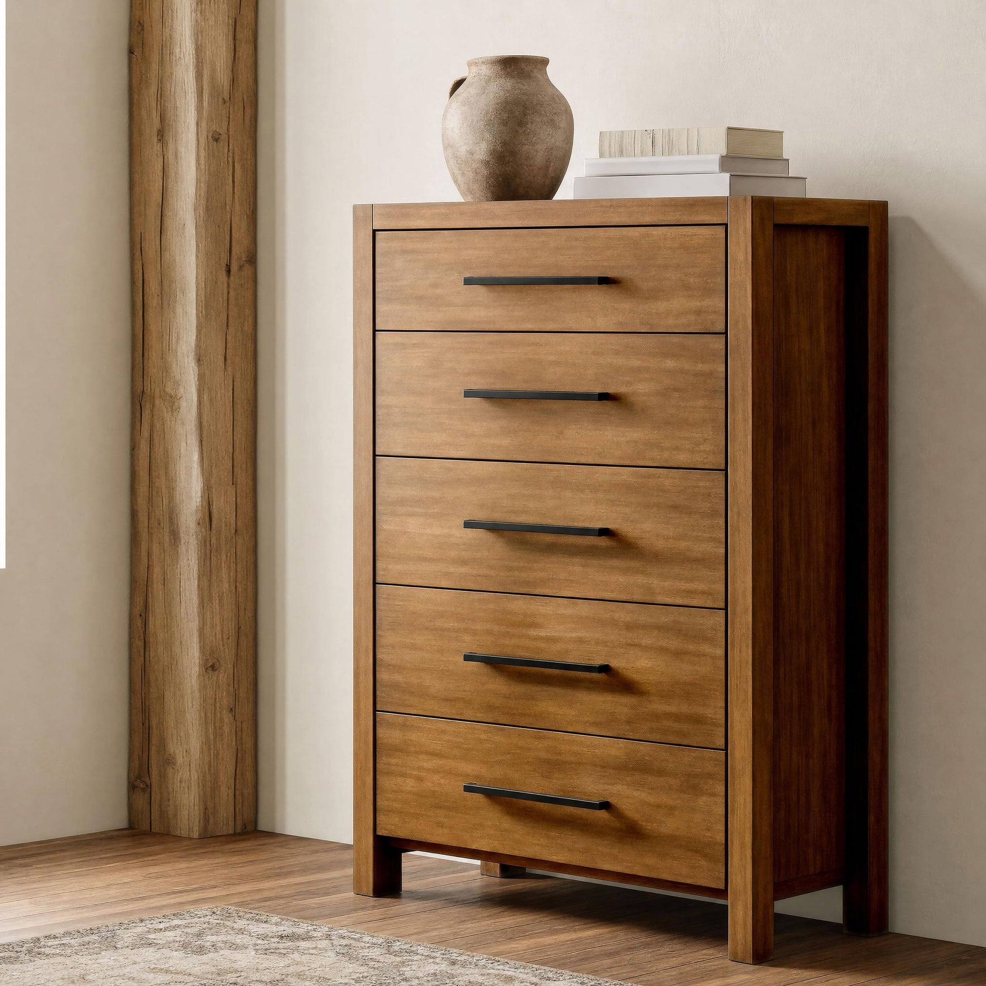  Coaster Furniture Adderley 215855 5-drawer Bedroom Chest - Warm Brown IMAGE 2