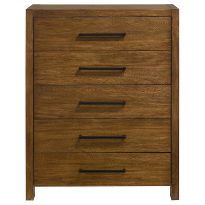  Coaster Furniture Adderley 215855 5-drawer Bedroom Chest - Warm Brown IMAGE 5