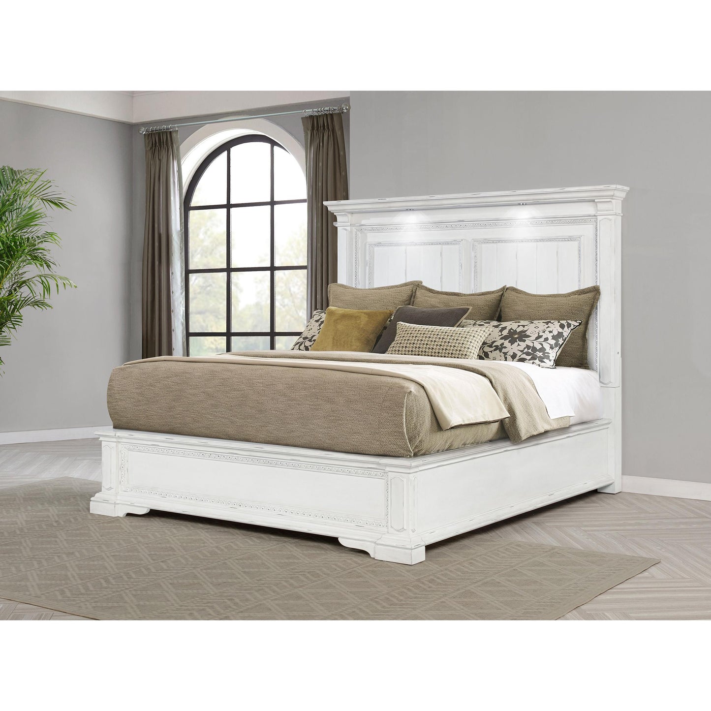  Coaster Furniture McKinney 215871Q Queen LED Light Panel Bed - Vintage White IMAGE 4