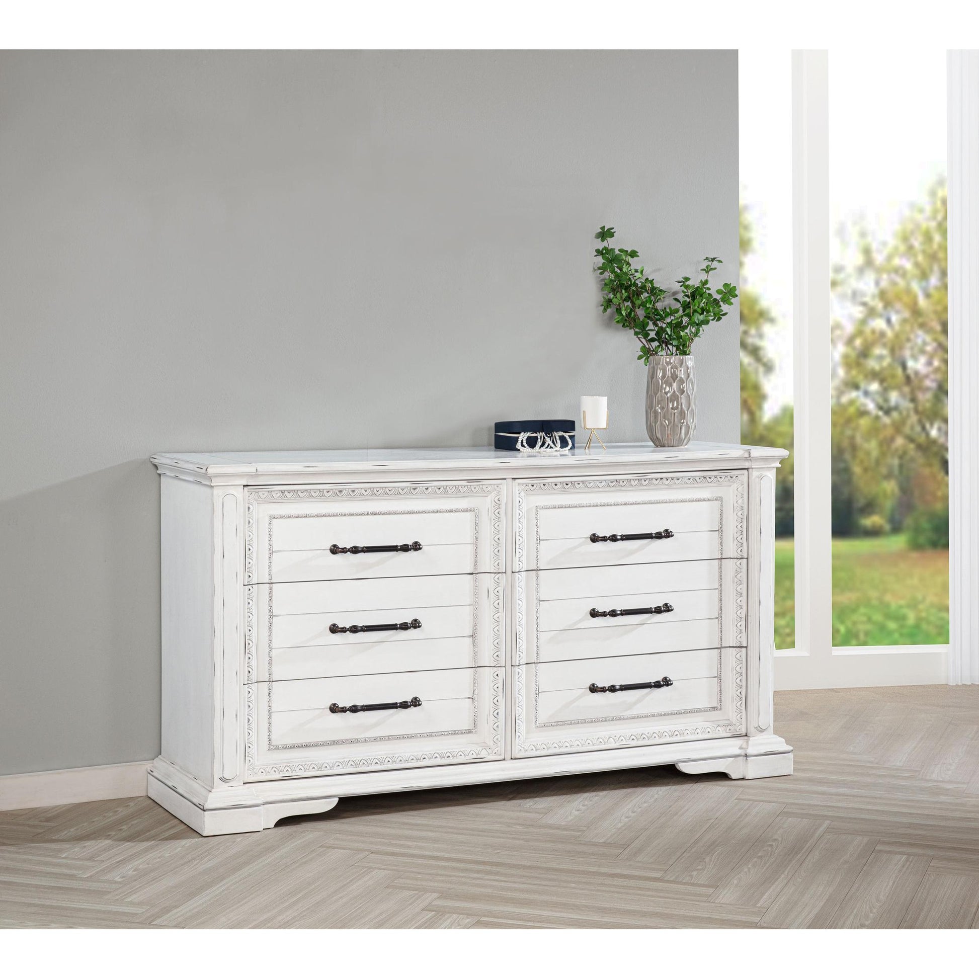  Coaster Furniture McKinney 215873 6-drawer Bedroom Dresser Cabinet - Vintage White IMAGE 2