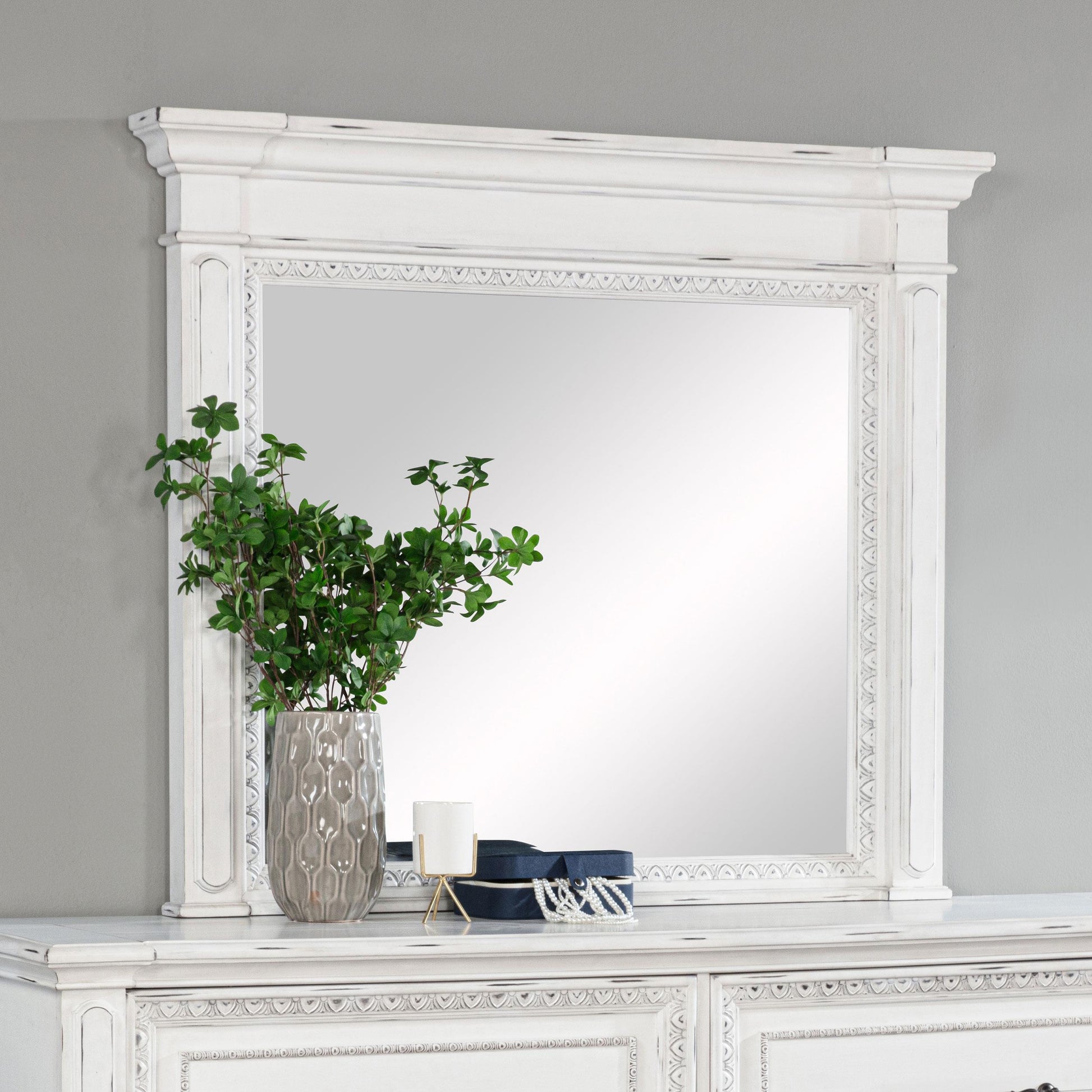  Coaster Furniture McKinney 215874 Dresser Mirror - Vintage White IMAGE 6