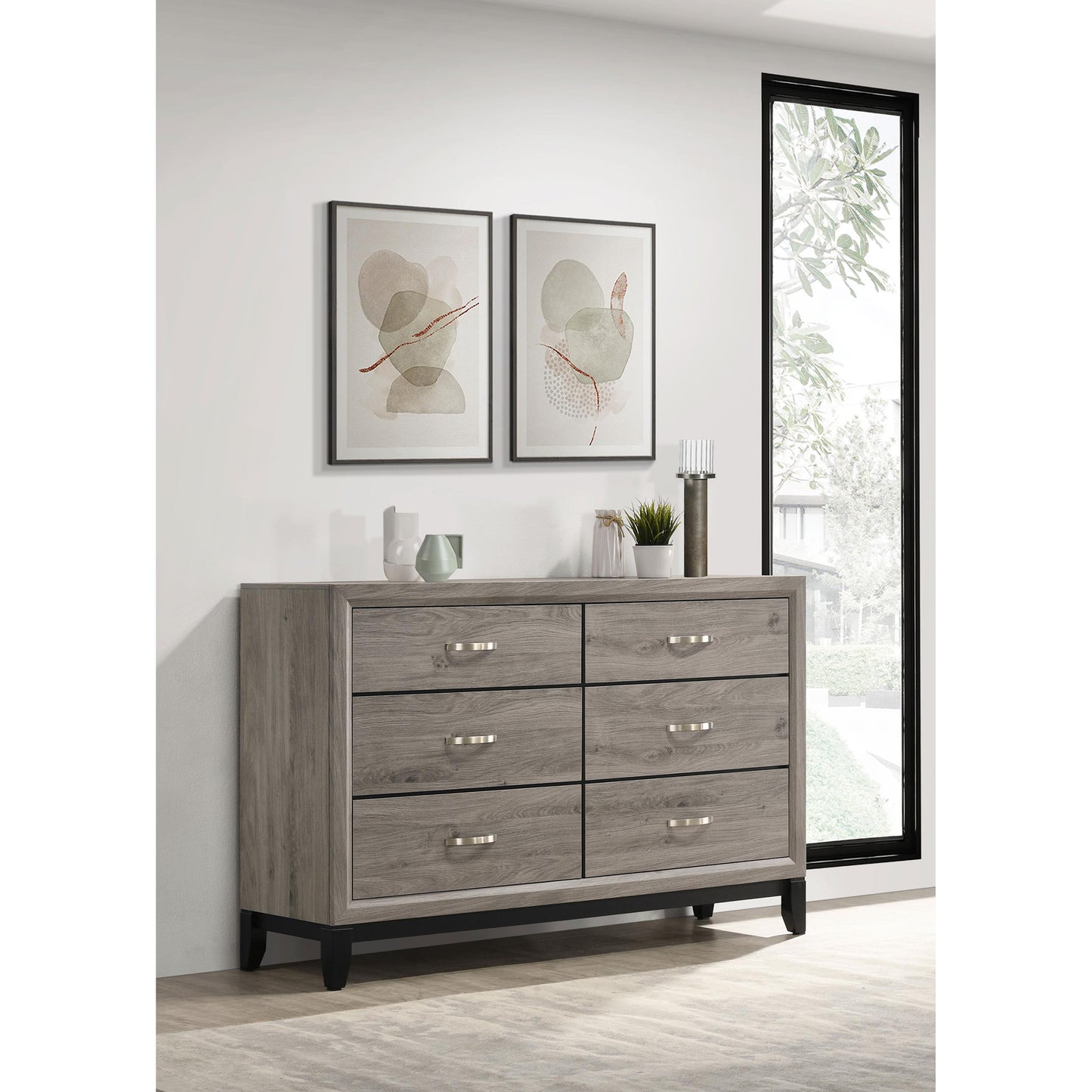  Coaster Furniture Valen 215913 6-drawer Bedroom Dresser Cabinet - Light Taupe IMAGE 4