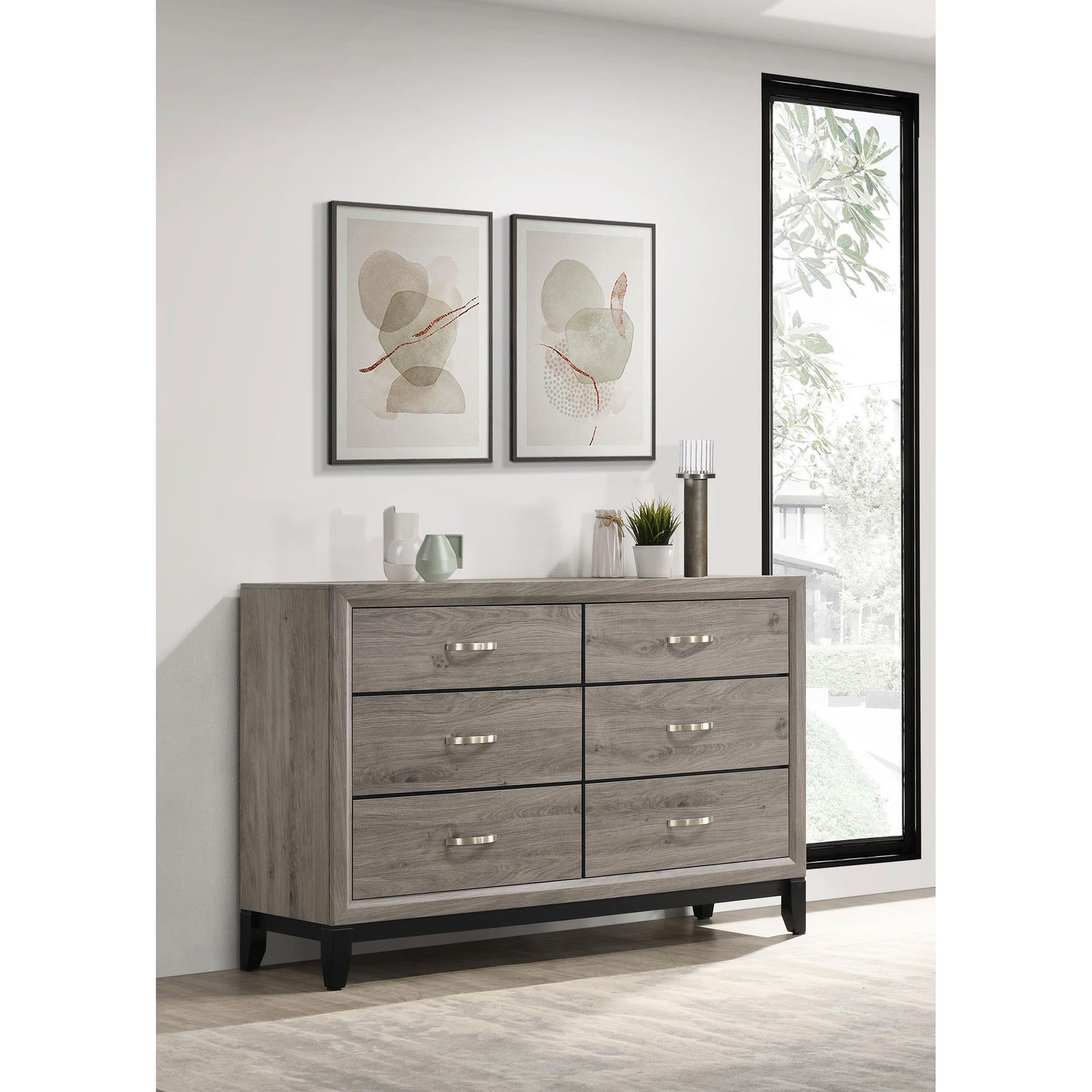  Coaster Furniture Valen 215913 6-drawer Bedroom Dresser Cabinet - Light Taupe IMAGE 4