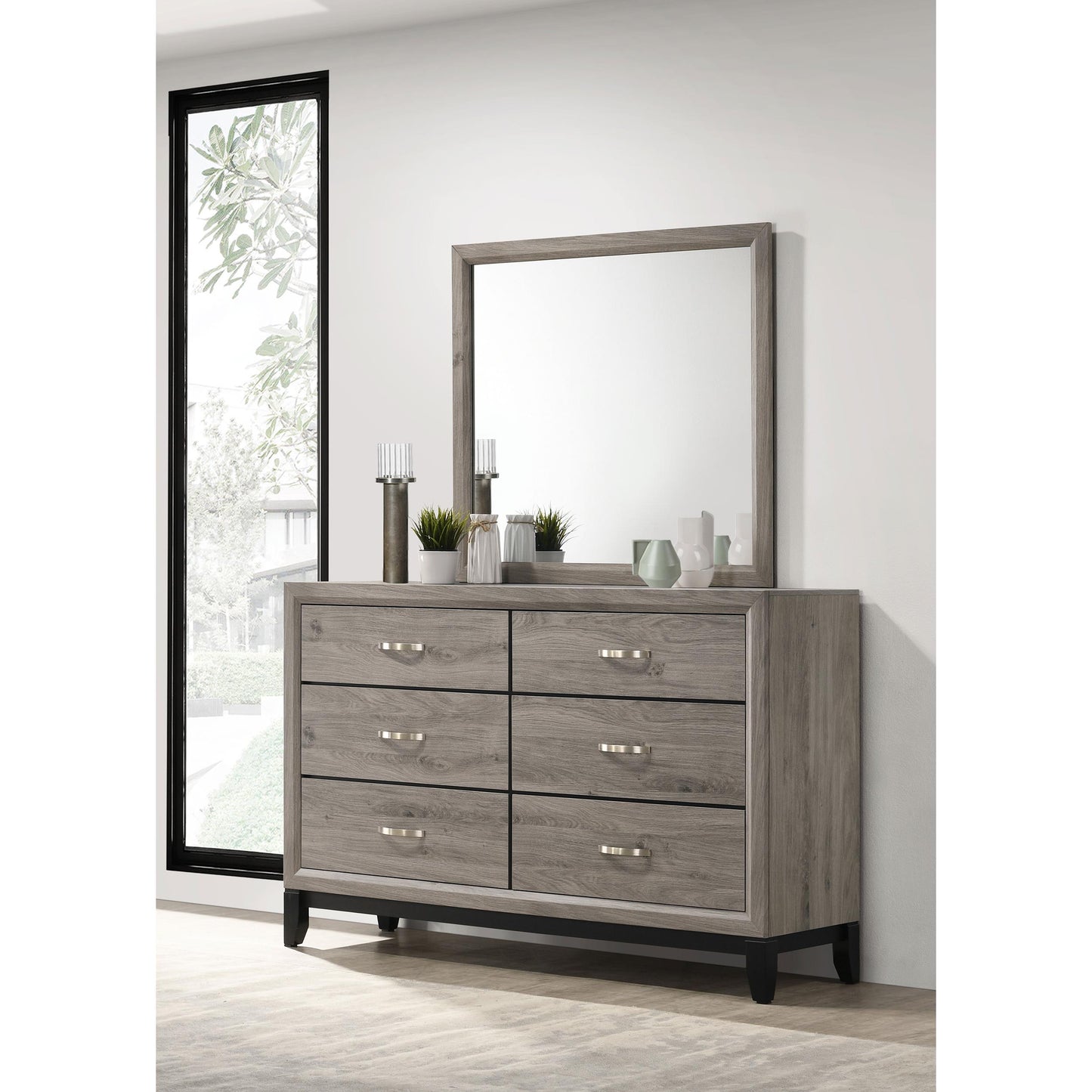  Coaster Furniture Valen 215913M 6-drawer Bedroom Dresser and Mirror - Light Taupe IMAGE 6