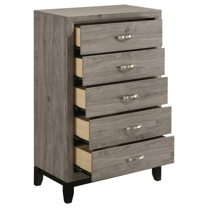  Coaster Furniture Valen 215915 5-drawer Bedroom Chest - Light Taupe IMAGE 5