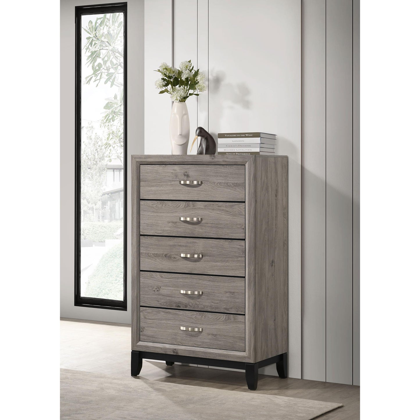  Coaster Furniture Valen 215915 5-drawer Bedroom Chest - Light Taupe IMAGE 6