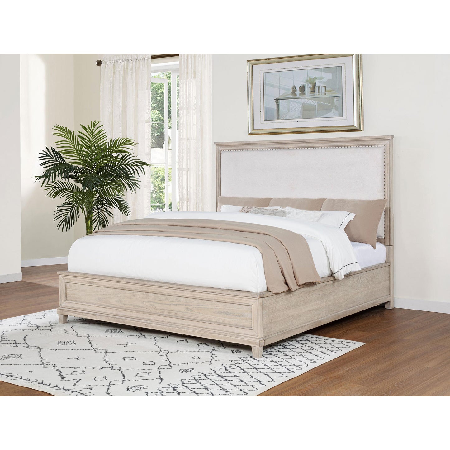  Coaster Furniture Pembroke 215921KE 66-inch Eastern King Panel Bed - Washed Oak IMAGE 5
