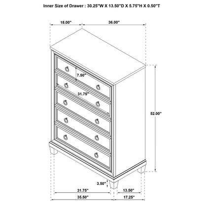  Coaster Furniture Pembroke 215925 5-drawer Chest - Washed Oak IMAGE 11