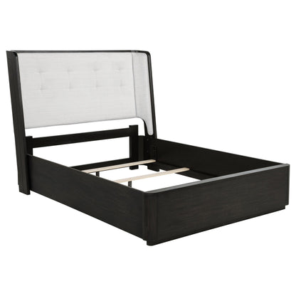  Coaster Furniture Leandro 222491Q 55-inch Queen Wingback Bed - Burnished Black IMAGE 1