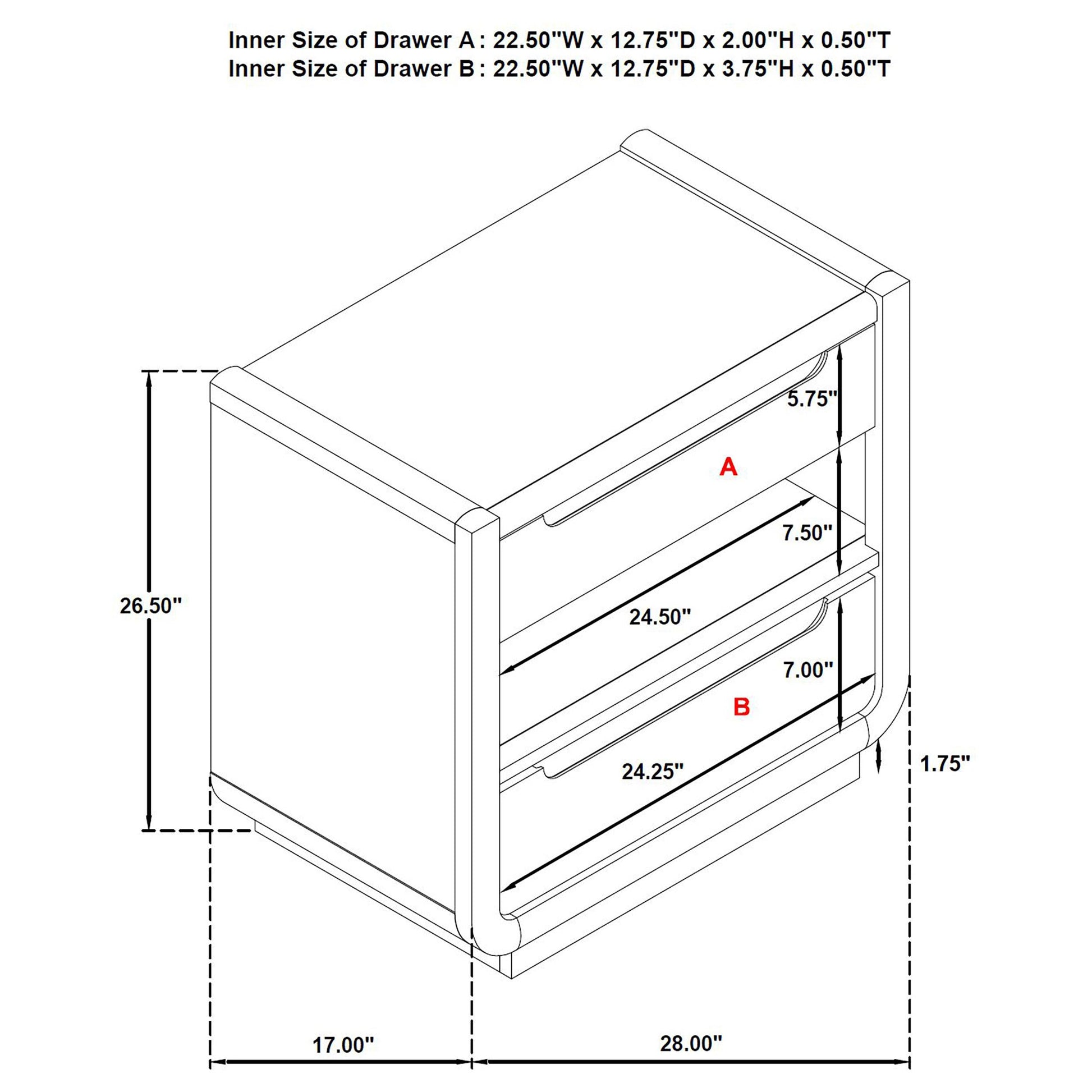  Coaster Furniture Leandro 222492 2-drawer LED Nightstand with USB - Burnished Black IMAGE 13