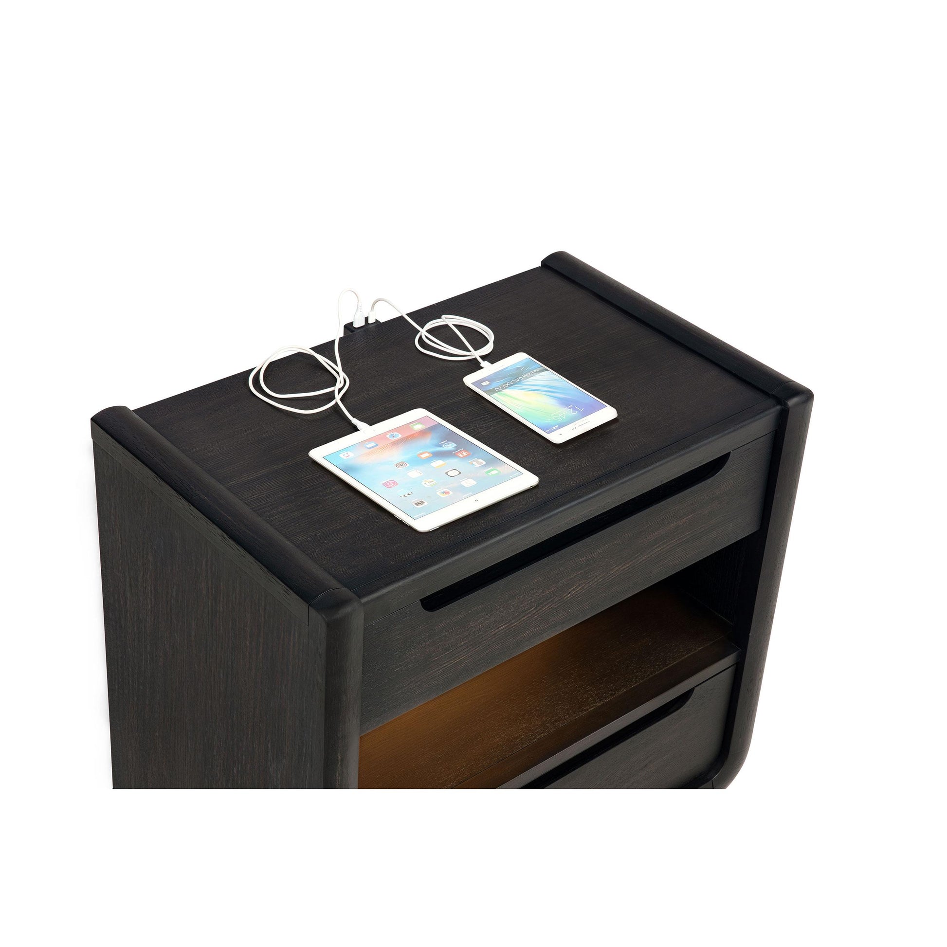  Coaster Furniture Leandro 222492 2-drawer LED Nightstand with USB - Burnished Black IMAGE 4