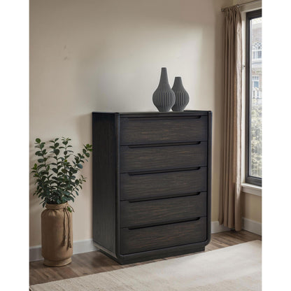  Coaster Furniture Leandro 222495 5-drawer Bedroom Chest - Burnished Black IMAGE 2