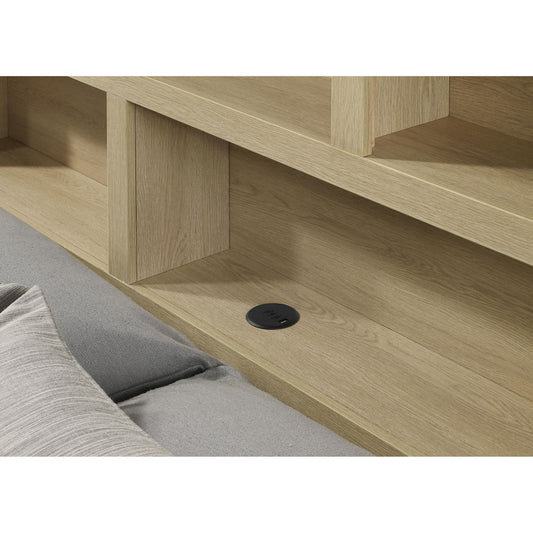  Coaster Furniture Hendricks 222650KE Eastern King Bookcase Headboard Platform Bed - Light Oak IMAGE 1