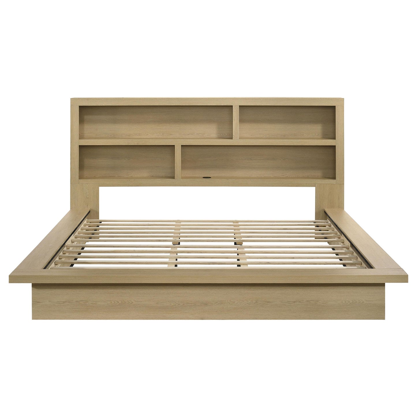  Coaster Furniture Hendricks 222650KE Eastern King Bookcase Headboard Platform Bed - Light Oak IMAGE 2