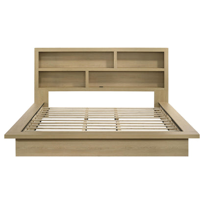  Coaster Furniture Hendricks 222650KE Eastern King Bookcase Headboard Platform Bed - Light Oak IMAGE 2