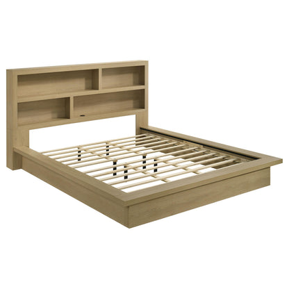  Coaster Furniture Hendricks 222650KE Eastern King Bookcase Headboard Platform Bed - Light Oak IMAGE 3
