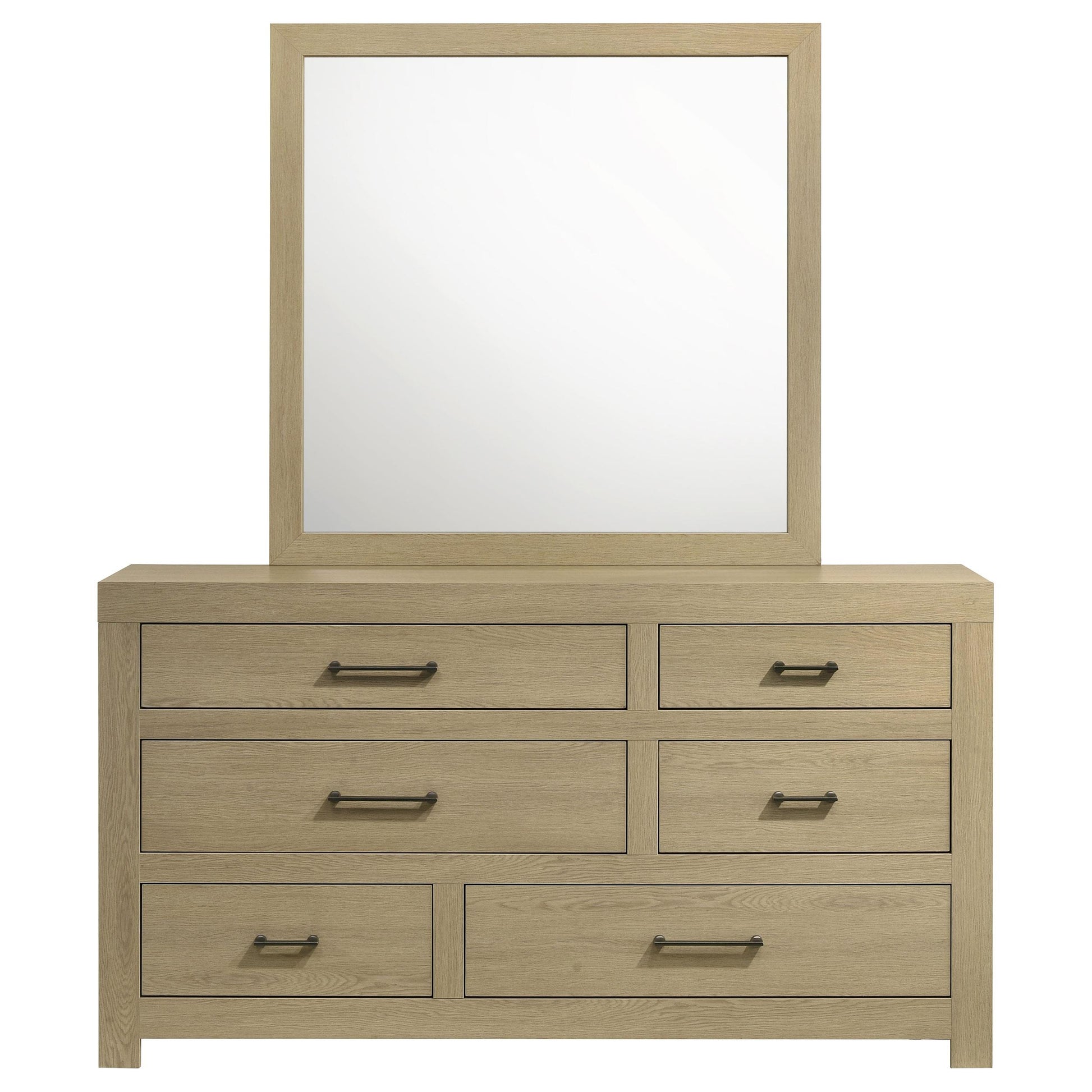  Coaster Furniture Hendricks 222653M 6-drawer Bedroom Dresser and Mirror - Light Oak IMAGE 9