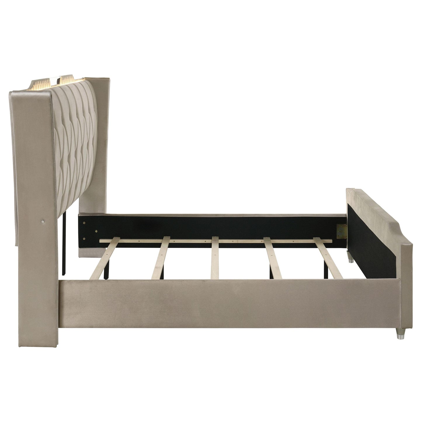  Coaster Furniture Lorient 222661KE Eastern King LED Upholstered Bed - Ivory/Camel IMAGE 4