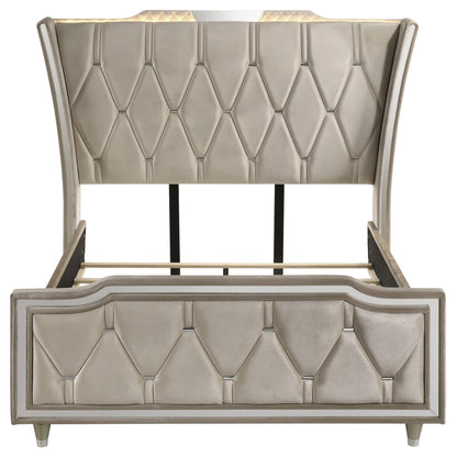  Coaster Furniture Lorient 222661Q Queen LED Upholstered Wingback Bed - Ivory/Camel IMAGE 12
