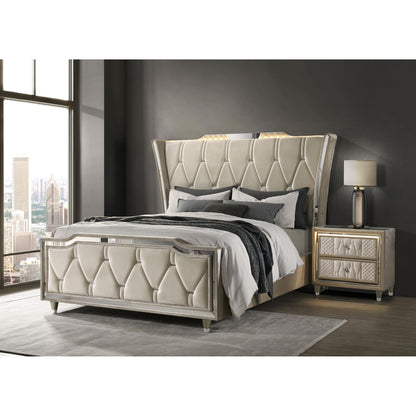  Coaster Furniture Lorient 222661Q Queen LED Upholstered Wingback Bed - Ivory/Camel IMAGE 14