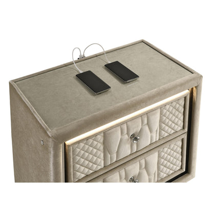  Coaster Furniture Lorient 222662 2-drawer LED Nightstand with USB - Ivory/Camel IMAGE 10