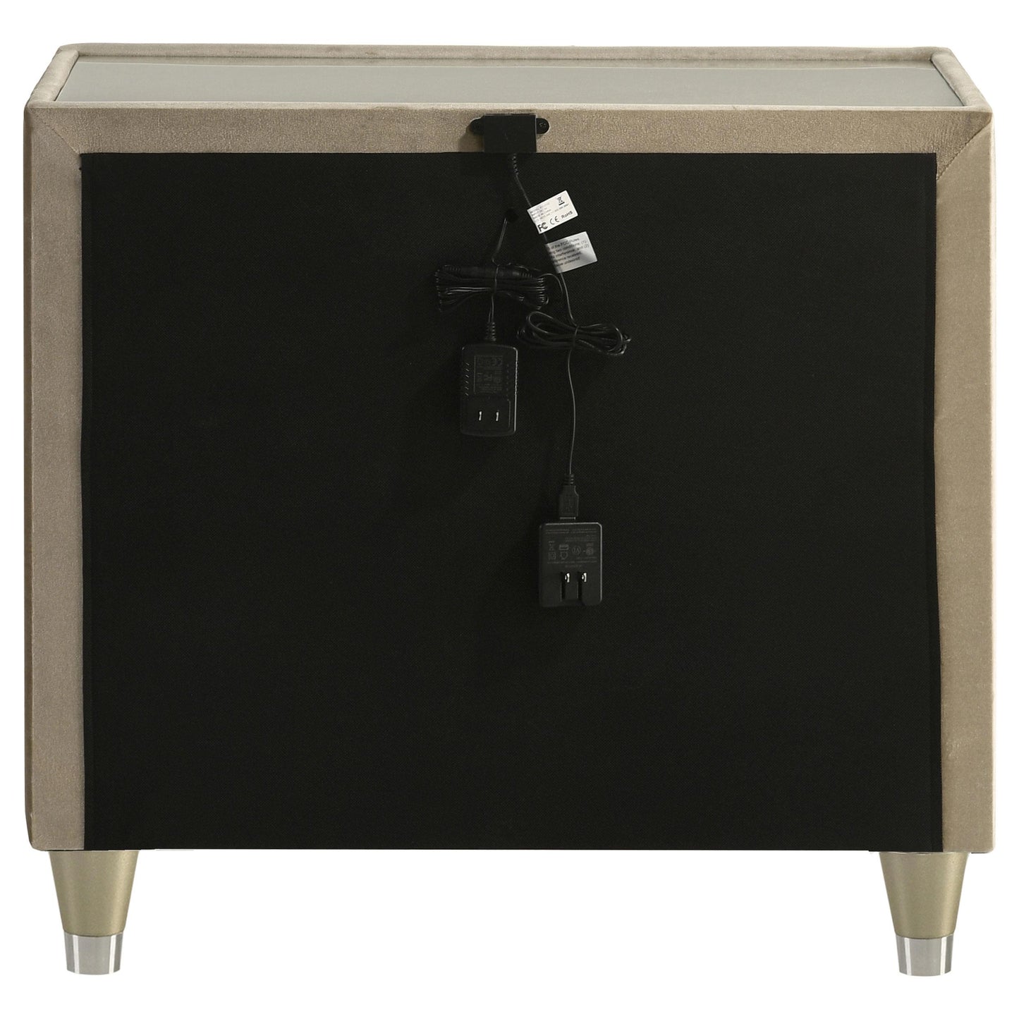  Coaster Furniture Lorient 222662 2-drawer LED Nightstand with USB - Ivory/Camel IMAGE 2