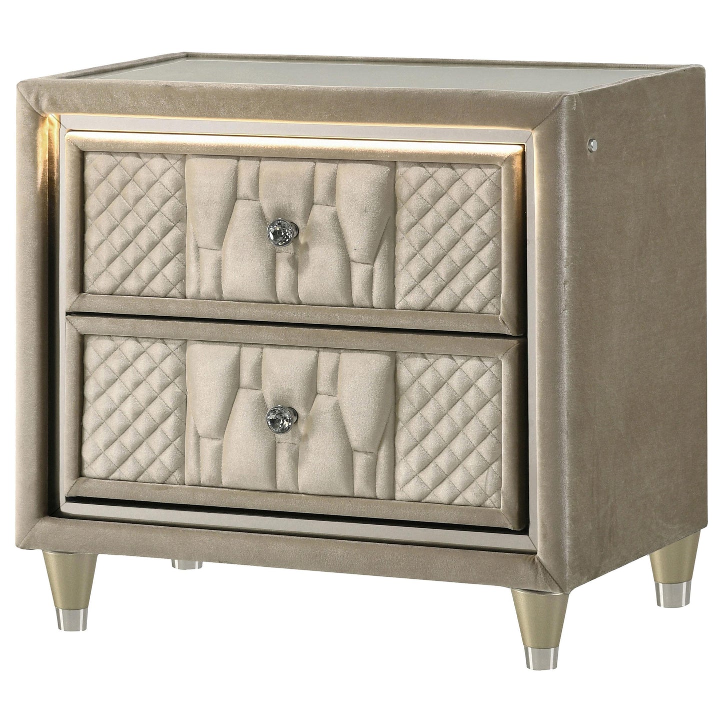  Coaster Furniture Lorient 222662 2-drawer LED Nightstand with USB - Ivory/Camel IMAGE 9